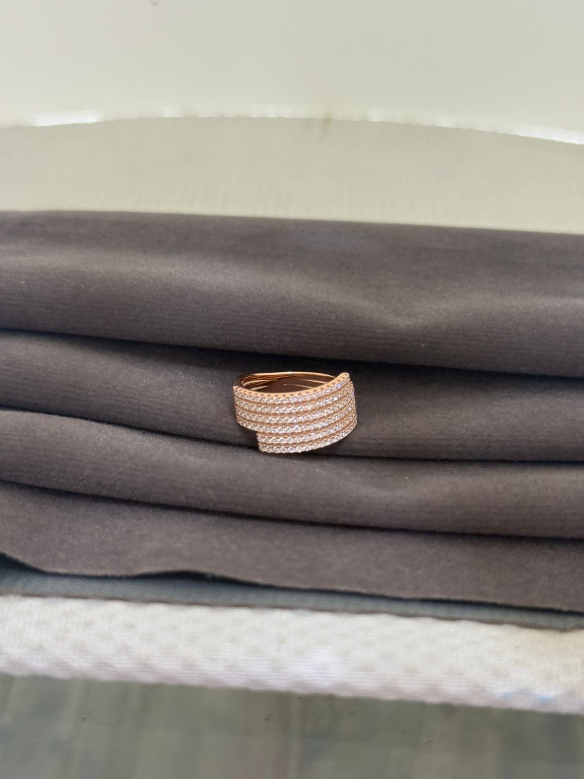 Premium Rose Gold Plated 92.5 Silver  Stone Ring Double Layer